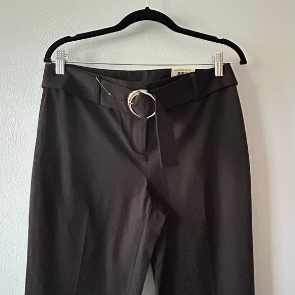 Alfani Trouser Leg Dress Pants Deep Black Silver Tone Circular Belt Buckle Sz 4 - Picture 2 of 16